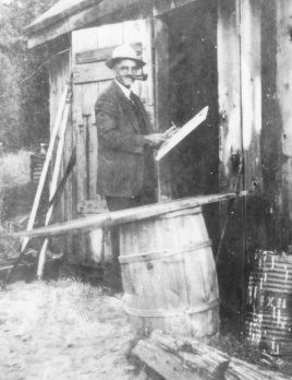 Krehbiel at his art shed.