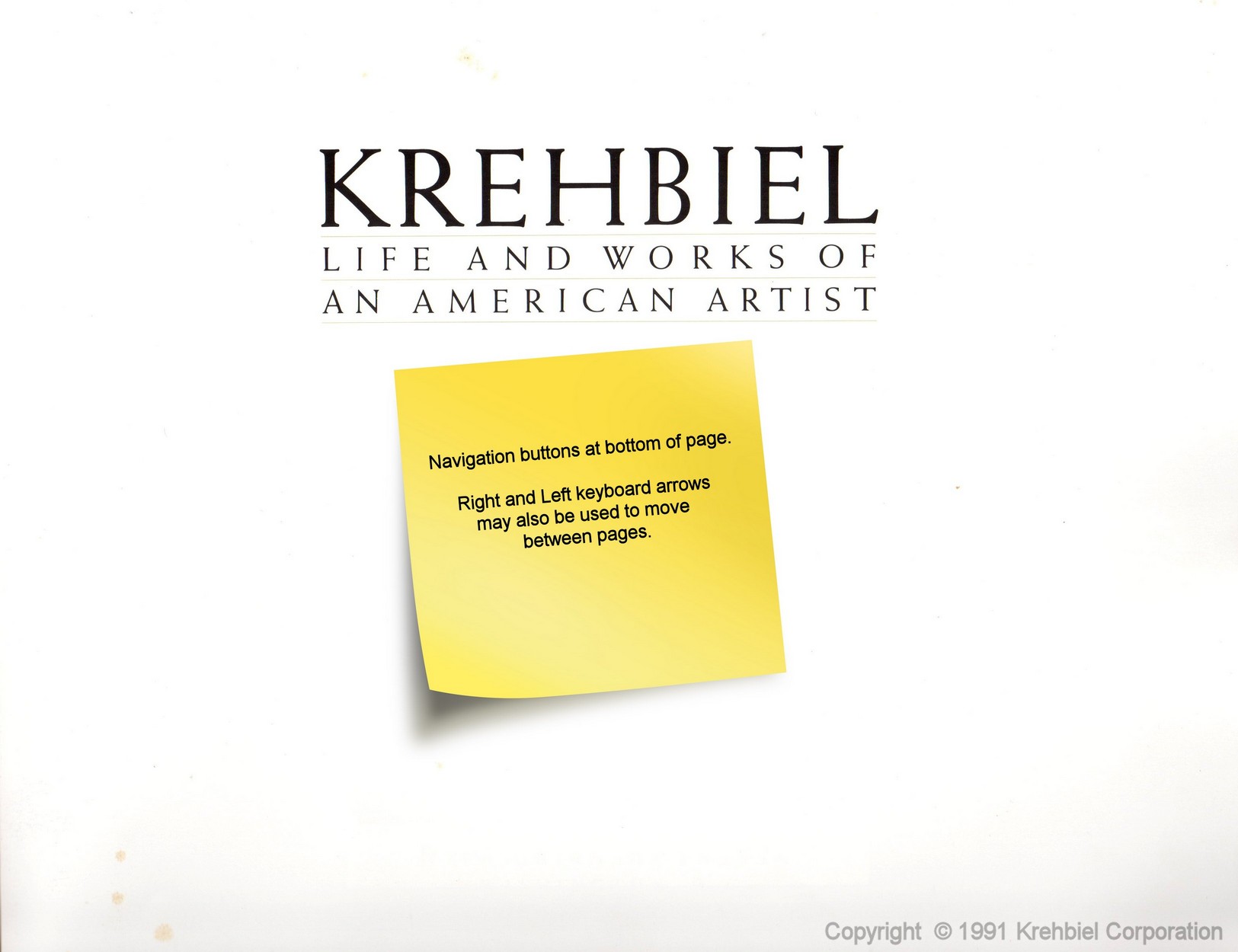 Page i of Krehbiel - Life and Works of an American Artist